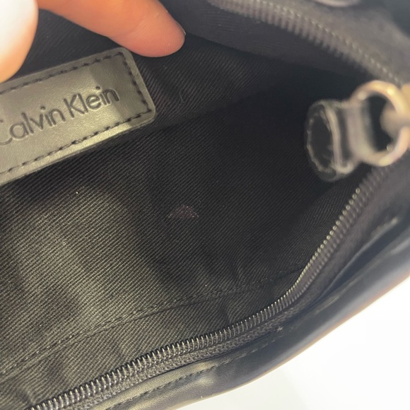Vintage Y2K Calvin Klein Black Mini Monogram Suede Shoulder Baguette Bag Purse - Picture 9 of 9